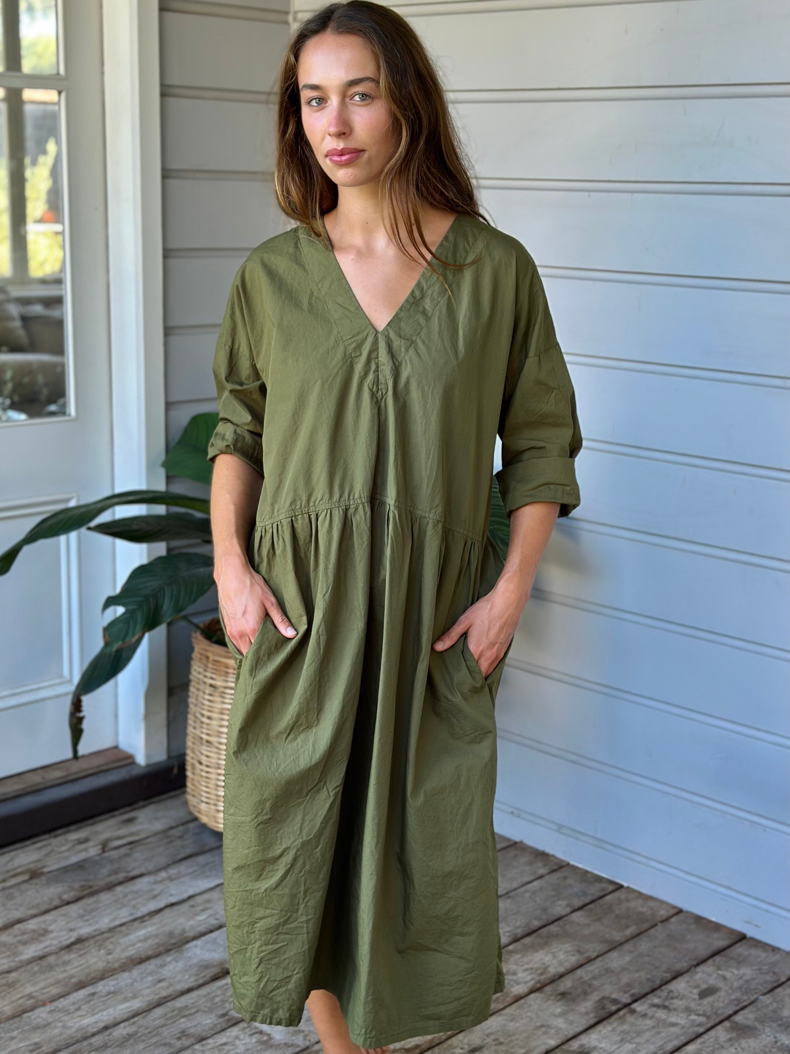 paige dress - army cotton - Image 3