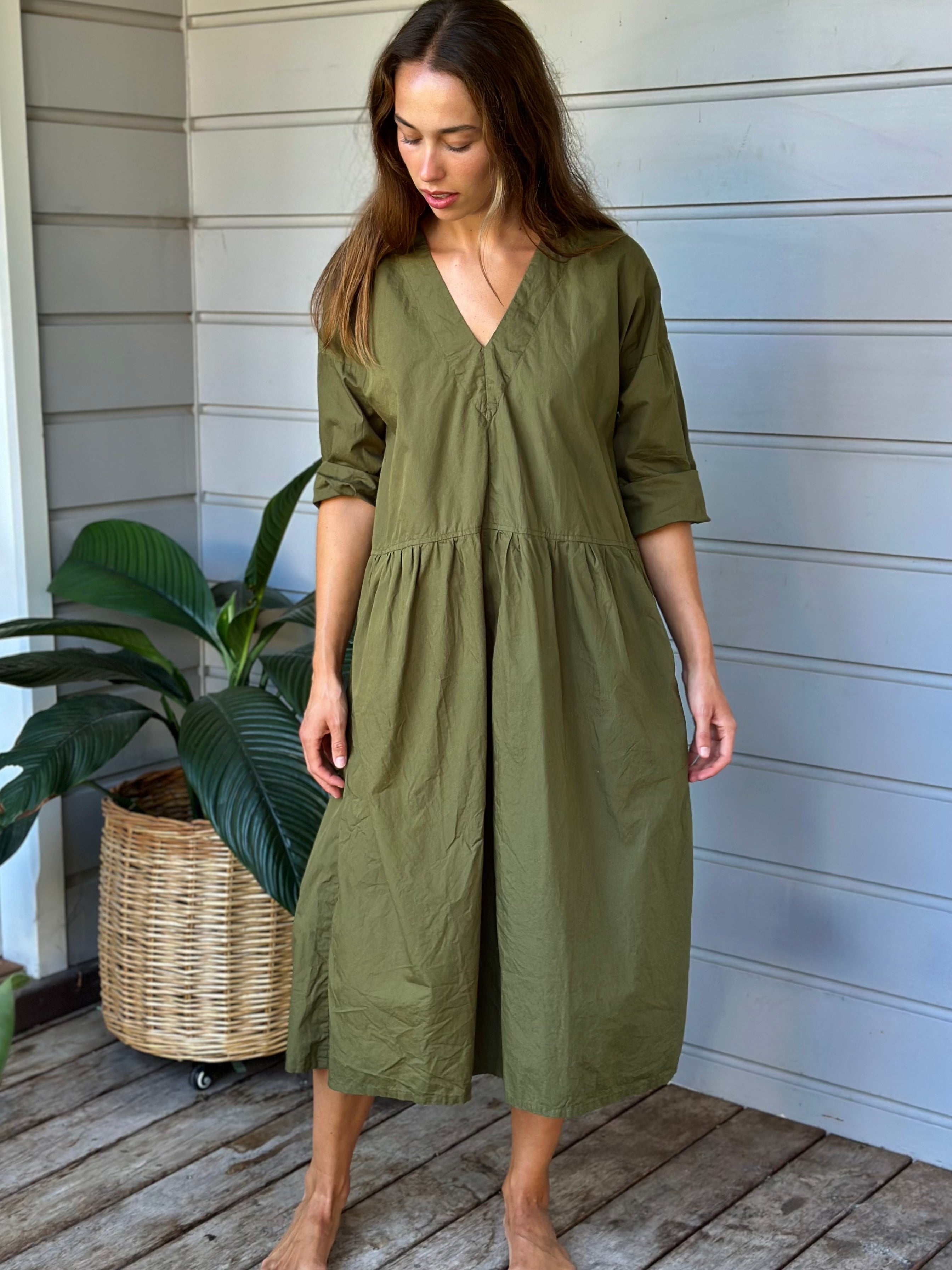 paige dress - army cotton - Image 2