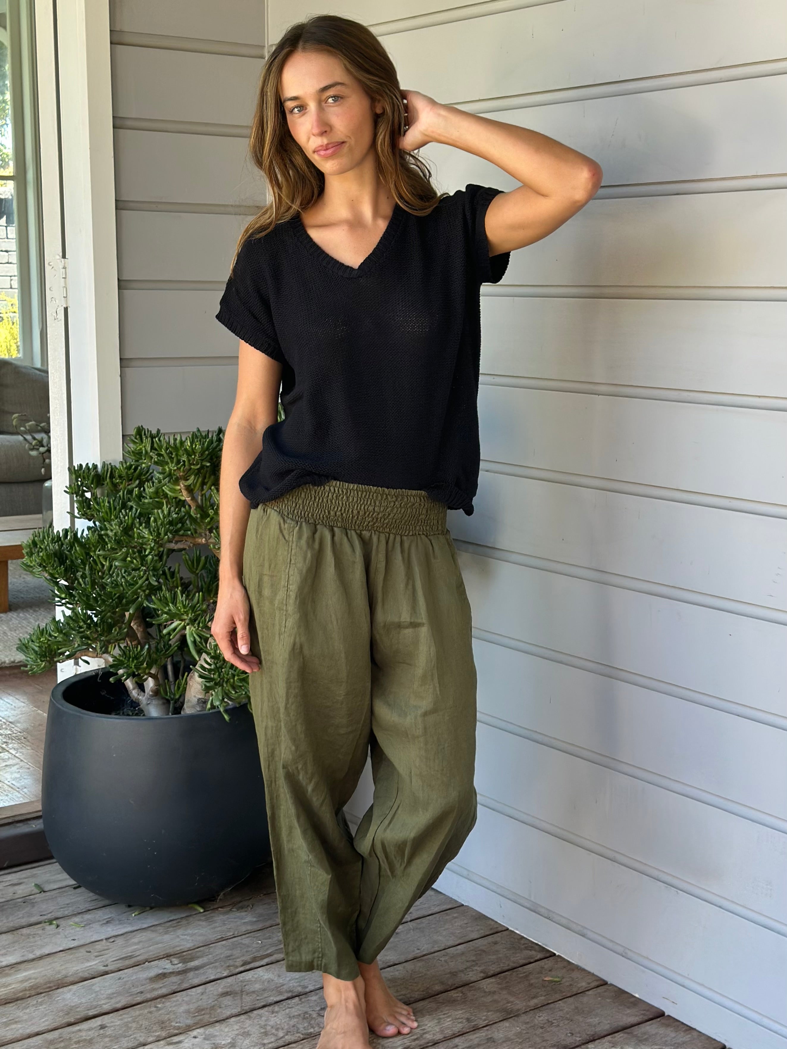 frankie pants - army linen - Image 2