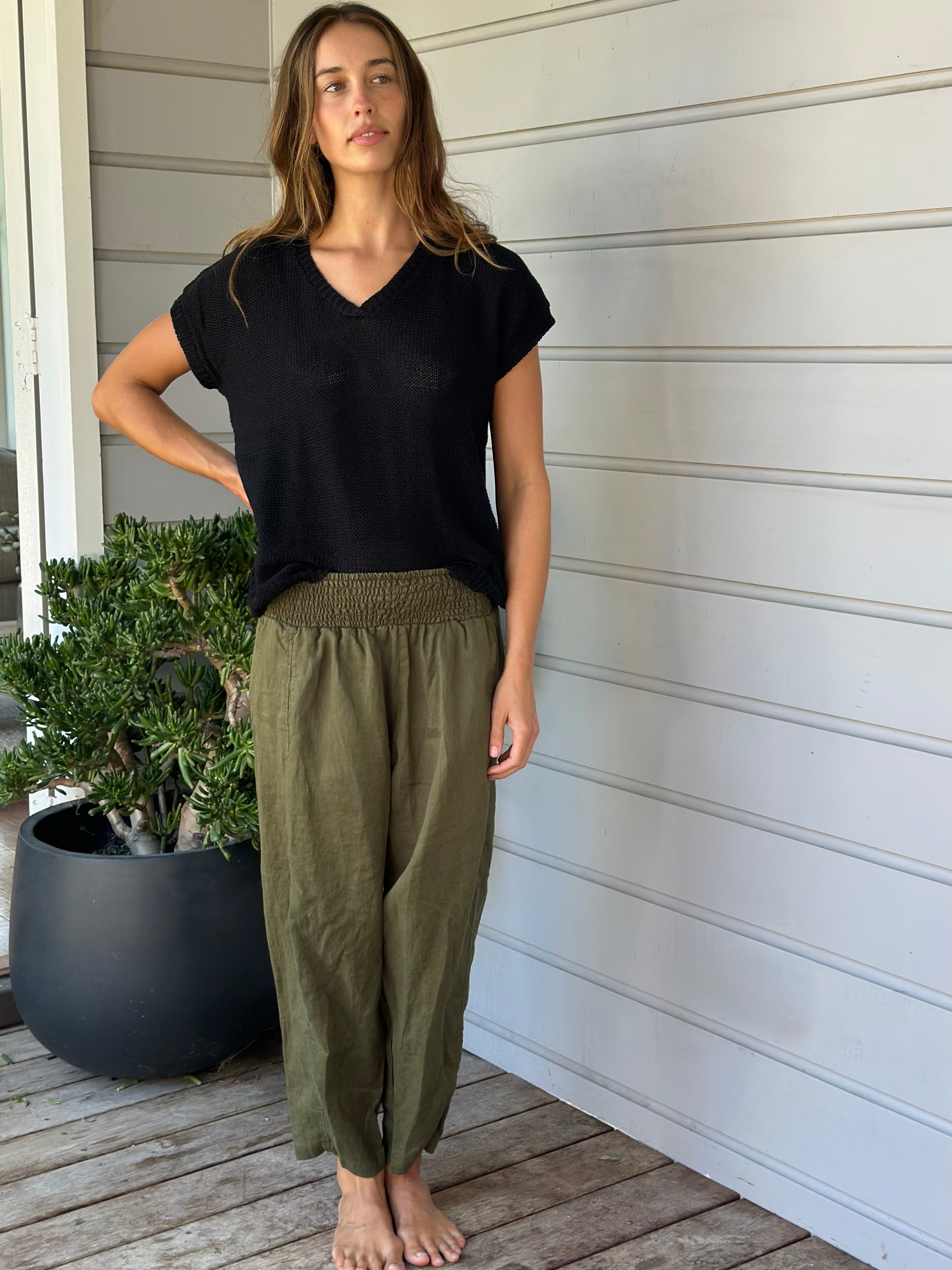 frankie pants - army linen - Image 4