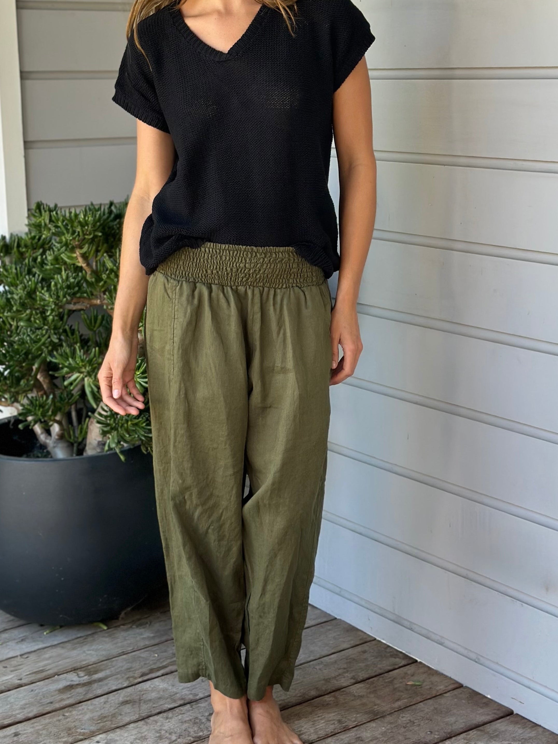 frankie pants - army linen