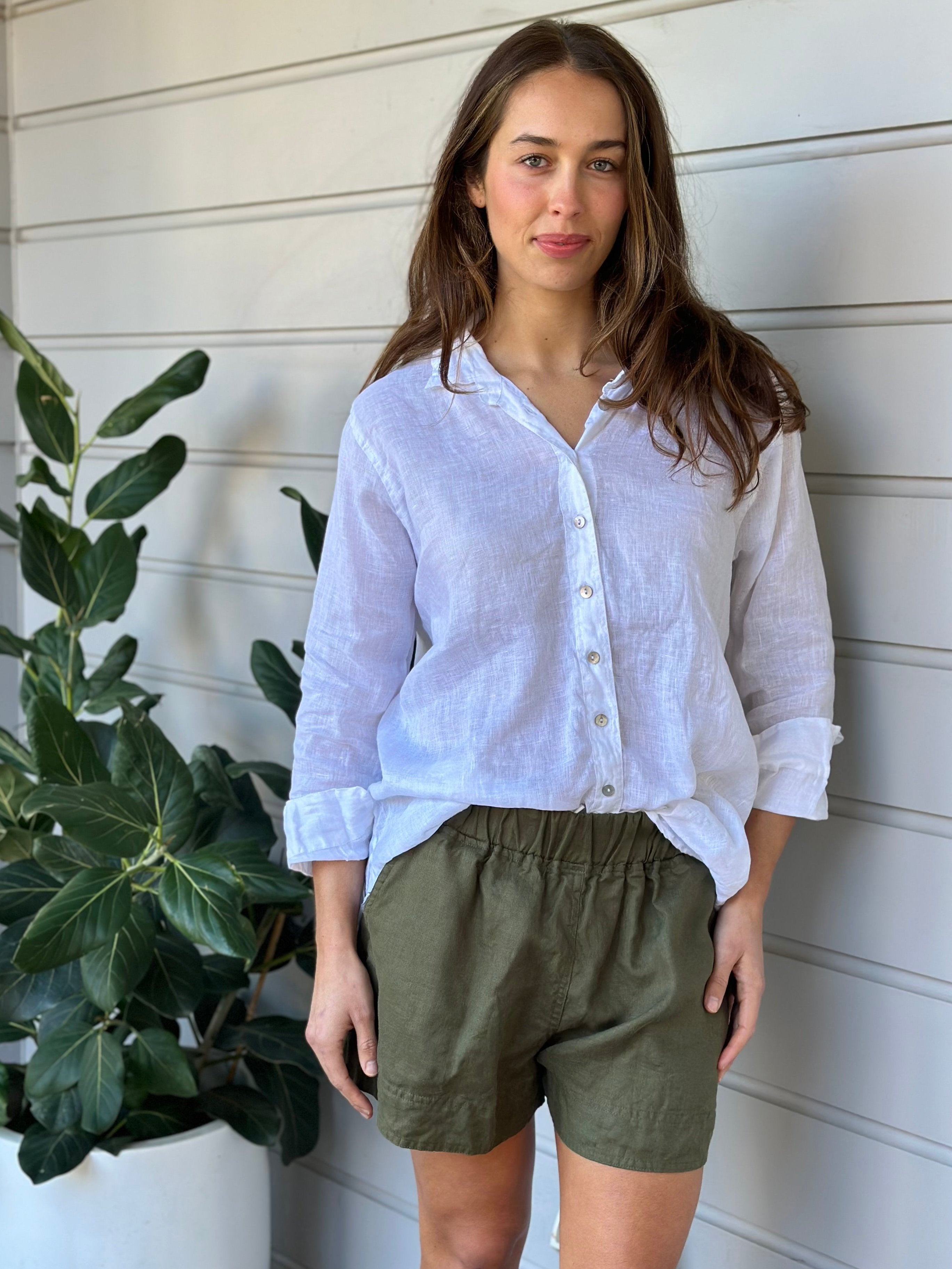 abbey short - army linen - Image 4