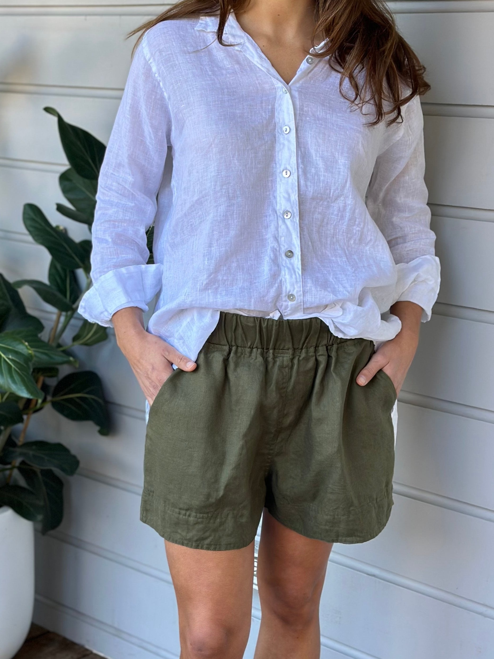 abbey short - army linen - Image 2